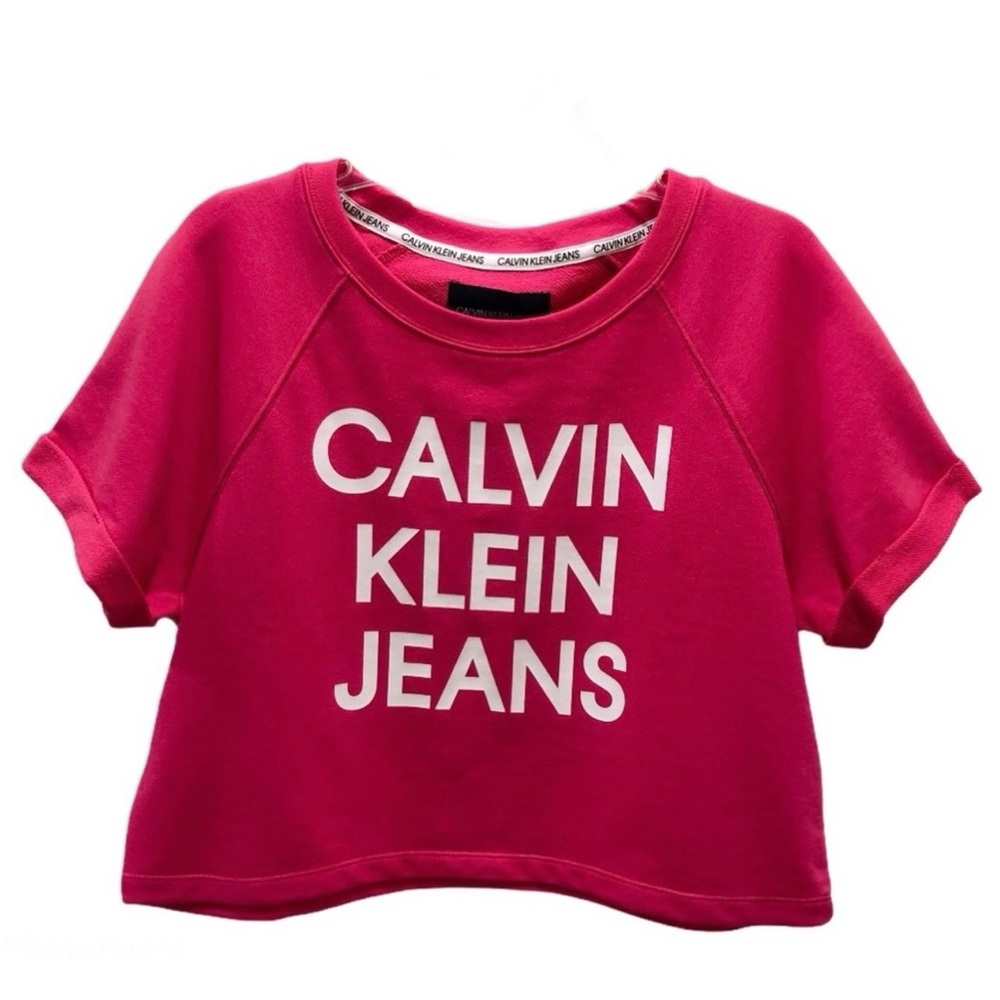 Calvin Klein Jeans Fuchsia Logo Crop Top